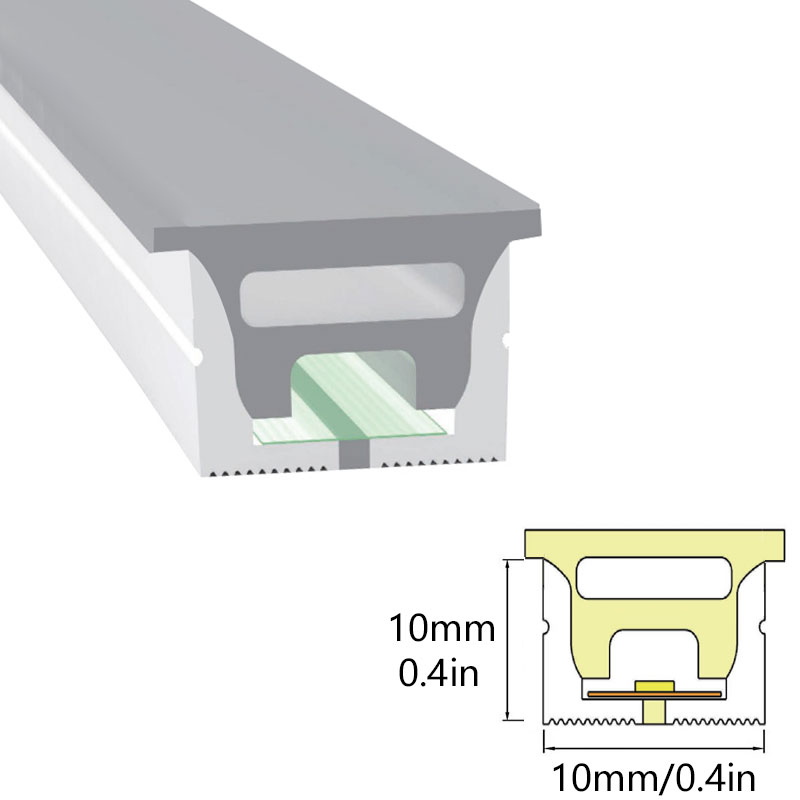 1010 Flexible Silicone LED Channel With Flange For 5mm Thin LED Strips, Fully Top Glow